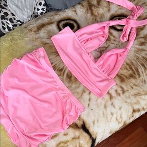 Pink Halter Bikini Set